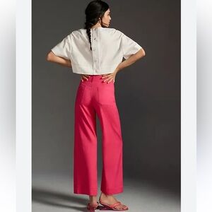 Anthropologie Maeve linen Colette Pink Wide Leg Pants 25 P